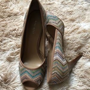 Nine West Textile Peep Toe Pumps